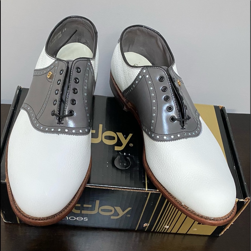 Vintage Footjoy Classics Mens Golf Shoes-Style 51763-New - White/Gray-12 EEE